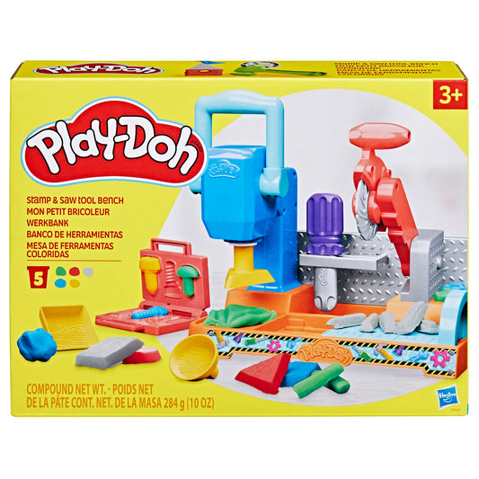 Play-Doh Stamp & Saw Tool Bench stamping station with interchangeable stampers for shapes