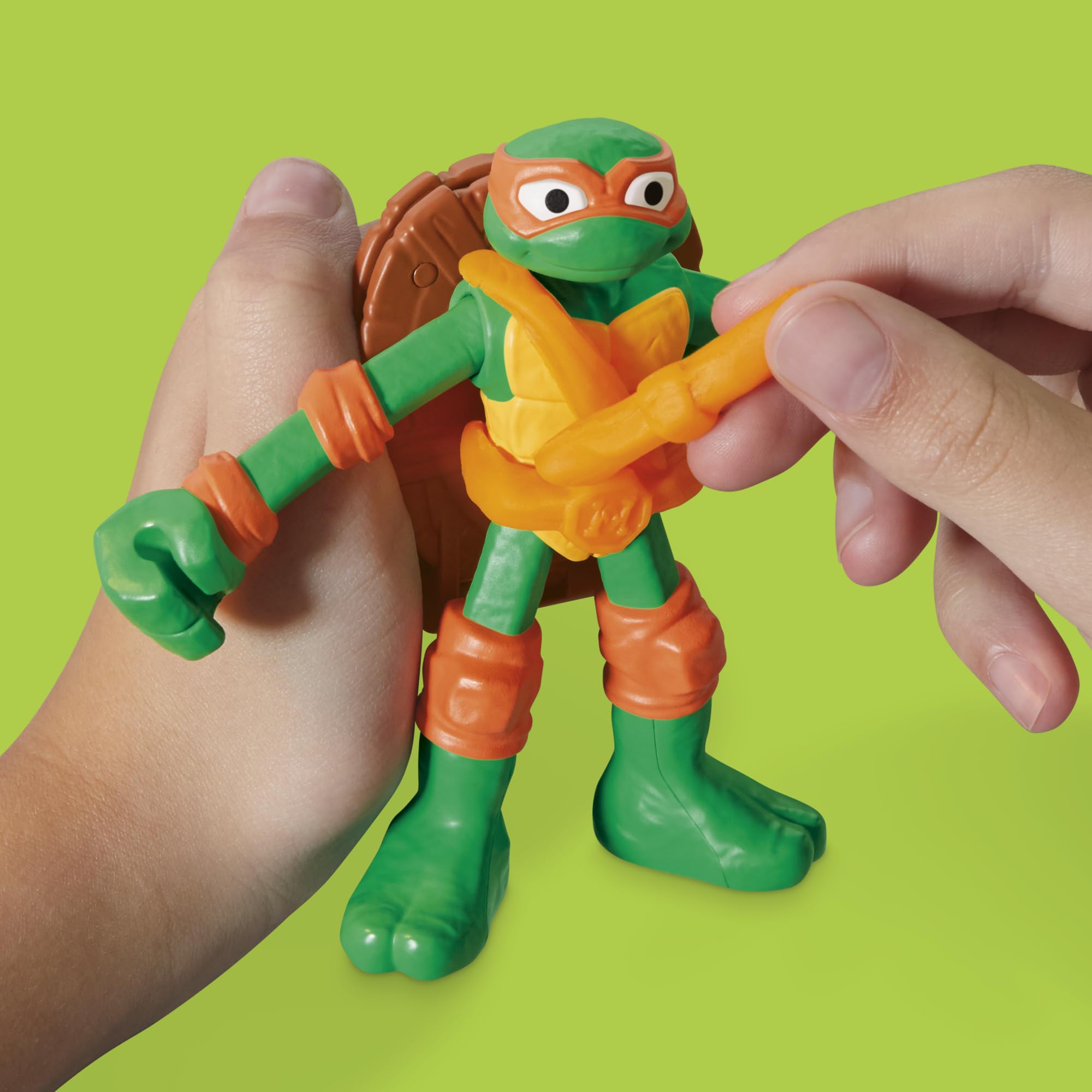 Imaginative adventures with TMNT figures and vibrant Play-Doh colors.