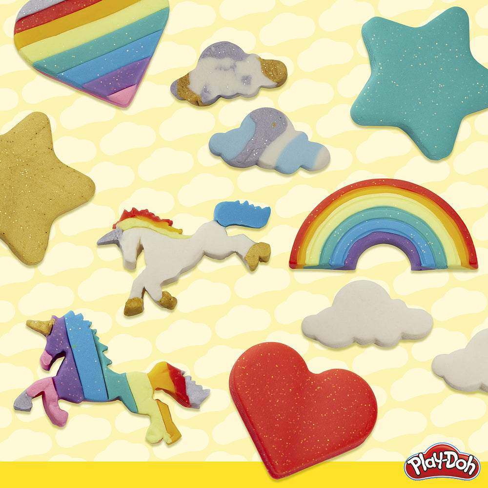 Metallic colors in silver and gold from Play-Doh Unicorn Theme.