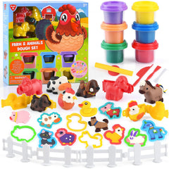 PLAY Farm Animals Clay Set full kit featuring animal molds for imaginative play and learning