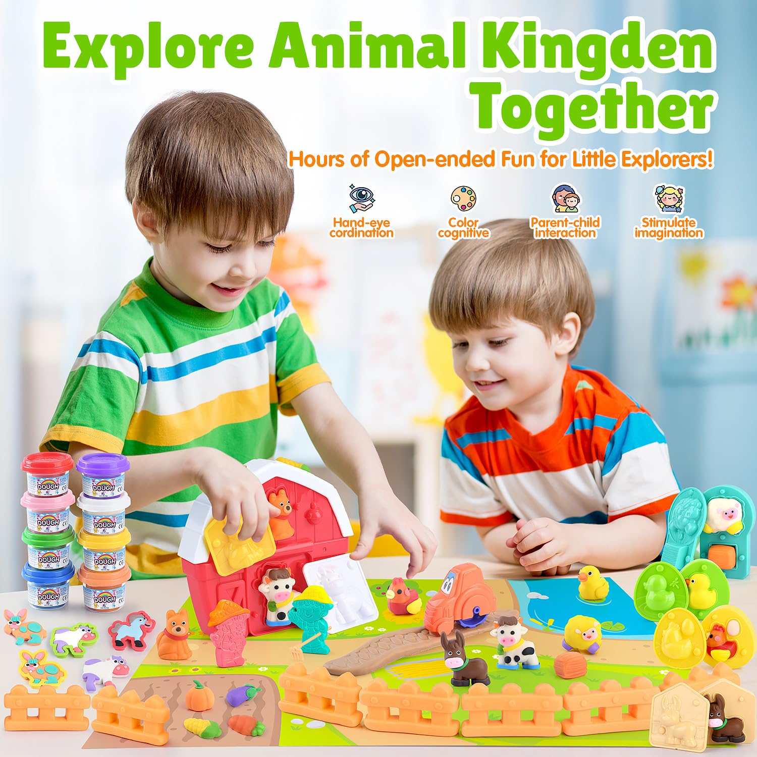 PLAY Farm color dough cans image shows soft, safe colors for creative mixing