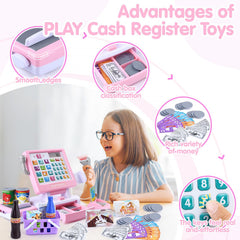 PLAY cash register large money drawer opens to reveal pretend coins and bills