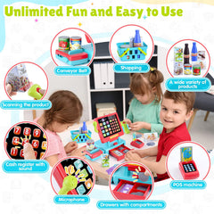 Scanner with LED light on the PLAY toy enhances interactive checkout play.