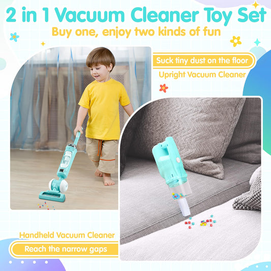 PLAY kids vacuum toy with sound effects enhances realistic role-play at home.