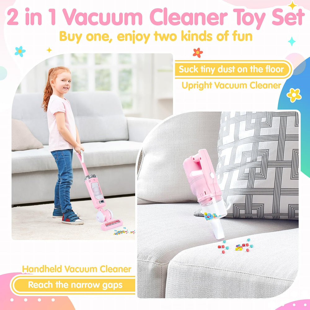 PLAY kids vacuum toy switch mode demonstrates two modes for learning life skills