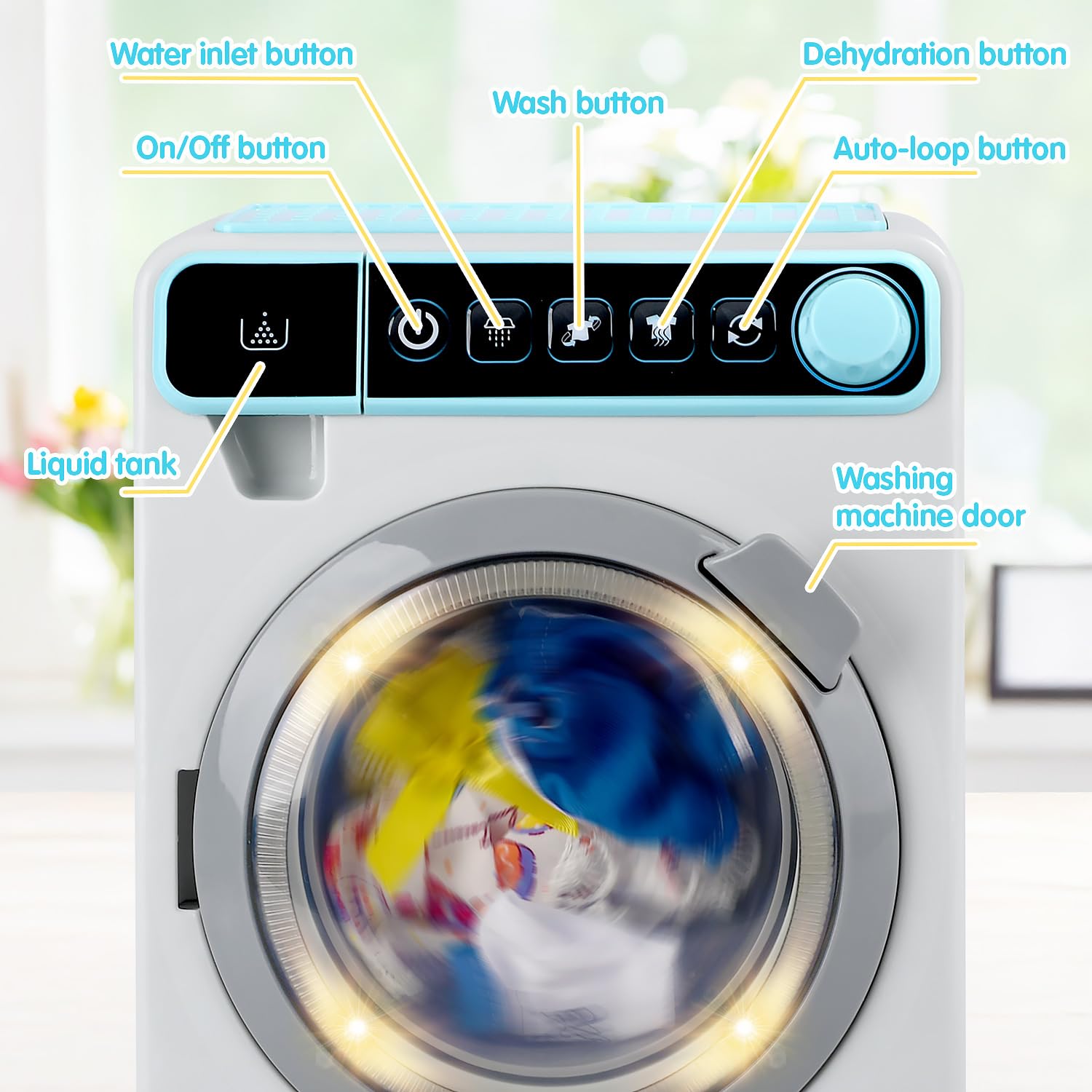 Play Detergent Pack included to complete pretend laundry routine.