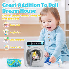 Play Kids Washing Machine drum spin during pretend laundry cycles.