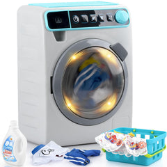 Play Kids Washing Machine front view with realistic controls and lights for pretend play.