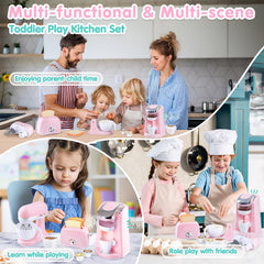 Play Kitchen Appliances coffee cups complete the pretend cafe setup.
