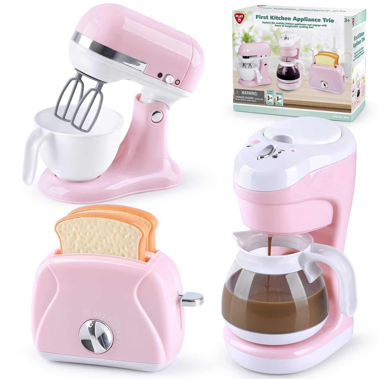 PLAY kitchen coffee maker lights up for an engaging pretend beverage experience.