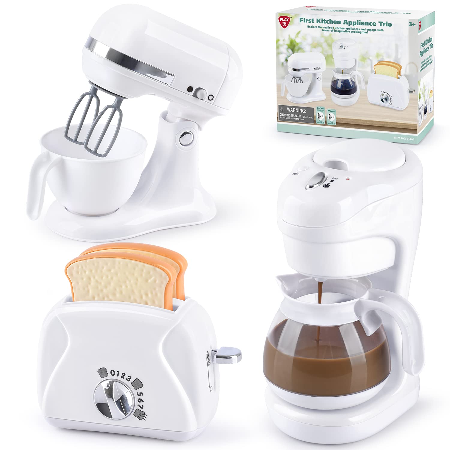 PLAY kitchen coffee maker with realistic lights for imaginative play.