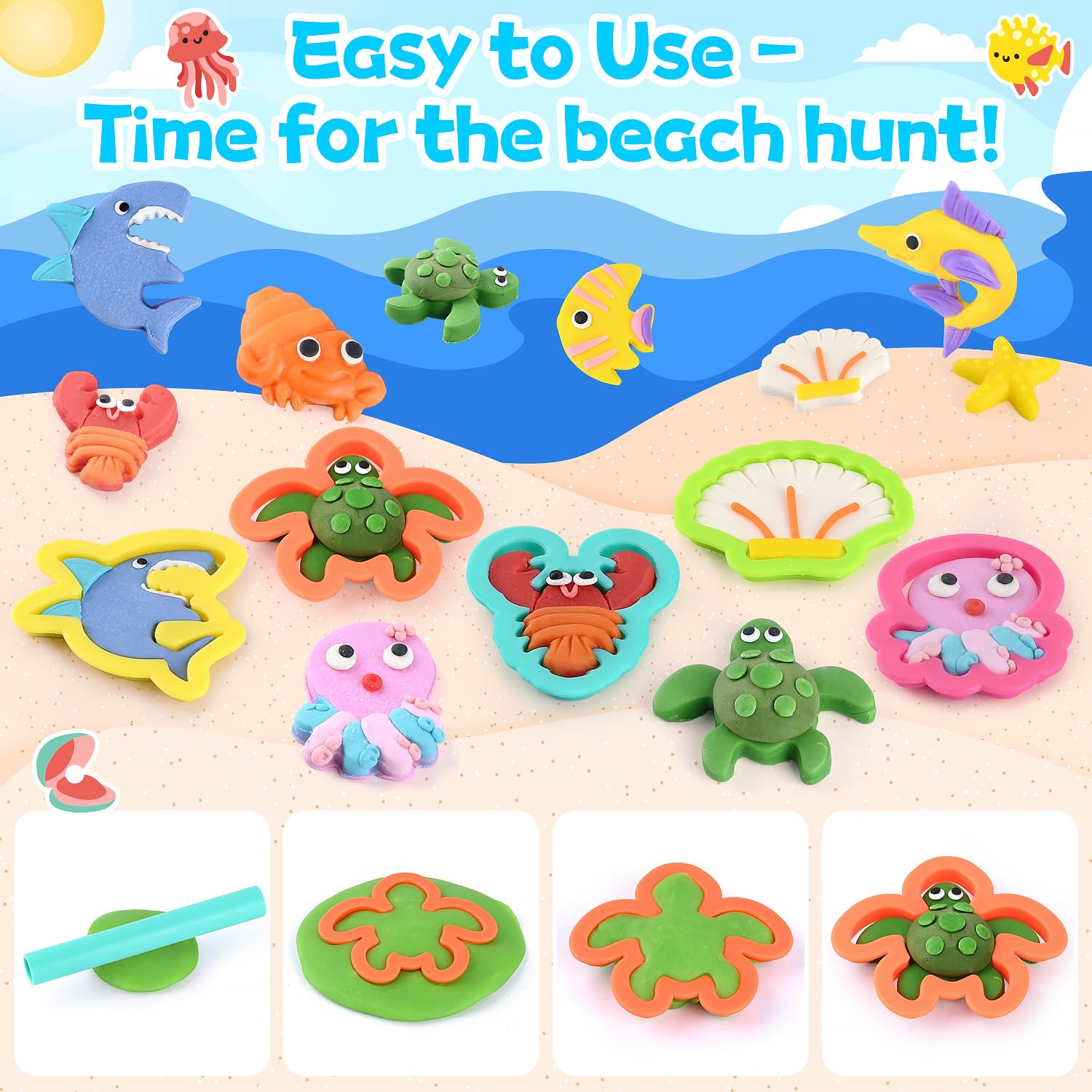 PLAY Ocean Color Dough Kit shell accent supports calm, mess-free sensory exploration.