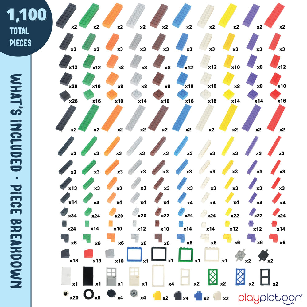 Play Platoon 14 brick shapes offer varied build possibilities