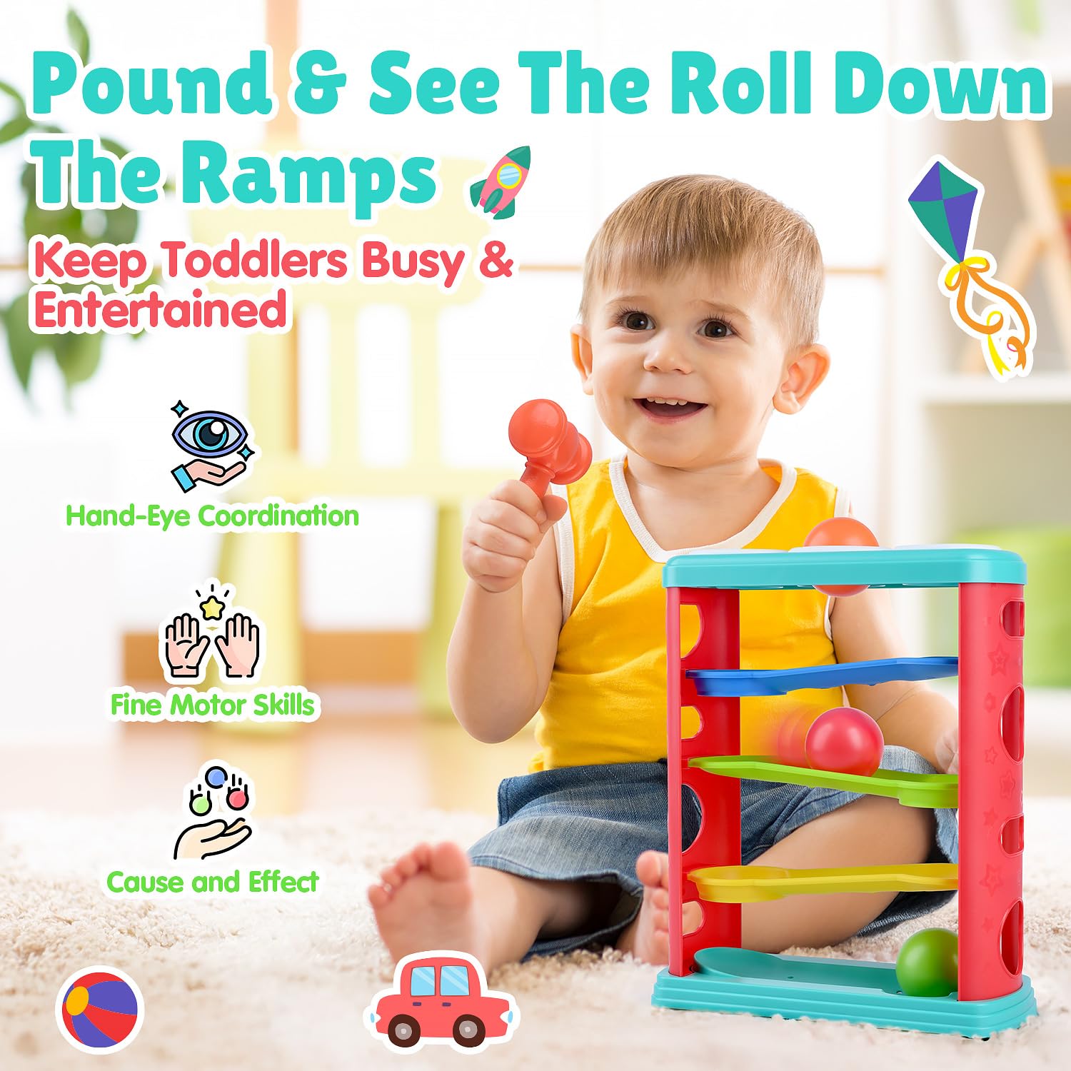 PLAY Pound a Ball Toy balls focus colorful pieces support color recognition and early sorting.