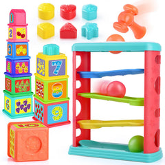PLAY Pound a Ball Toy tower focus strengthens hand-eye coordination and cause-and-effect play.