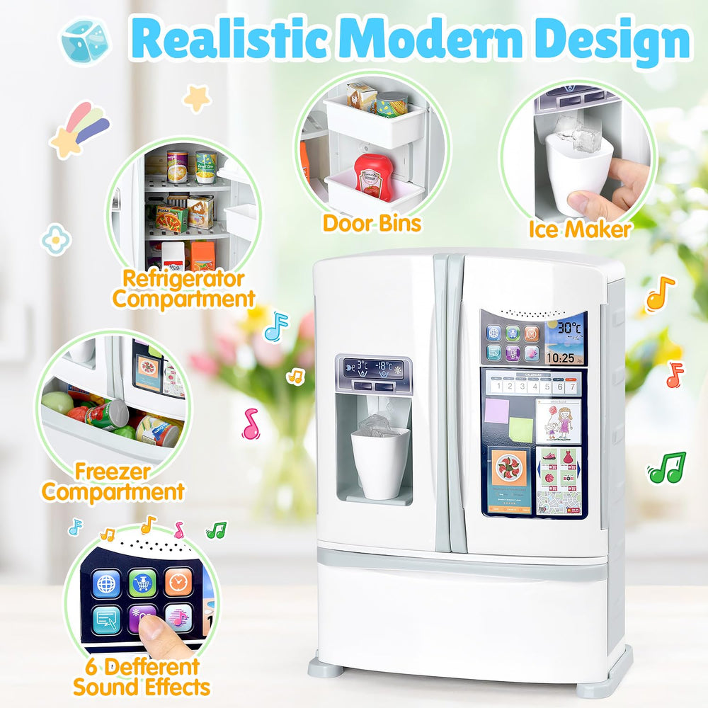 PLAY refrigerator freezer drawer adds realistic storage for tiny toys and snacks.