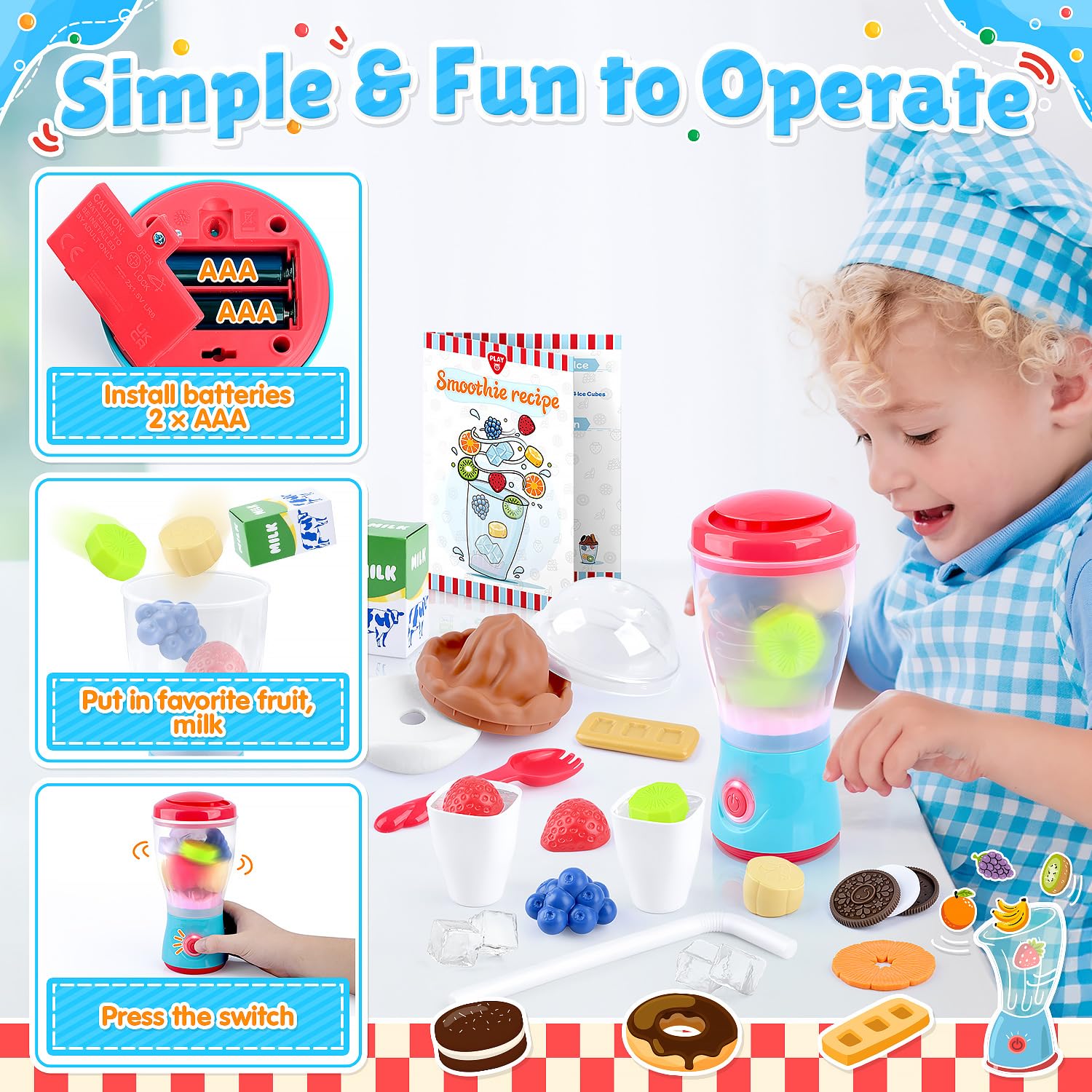 PLAY Smoothie Maker cup lid for easy pretend smoothie assembly