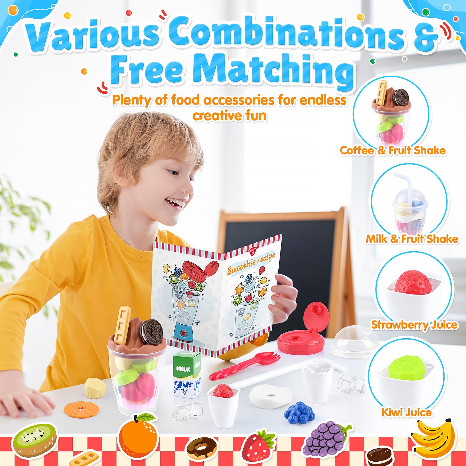 PLAY Smoothie Maker foam toppings add colorful flair to pretend beverages