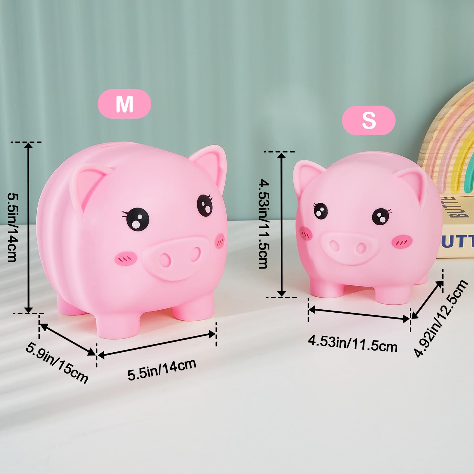 Play Tailor alphabet name stickers to personalize your bank.