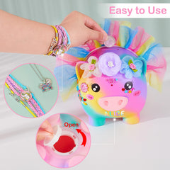 Play Tailor piggy bank bottom knob for easy coin retrieval.