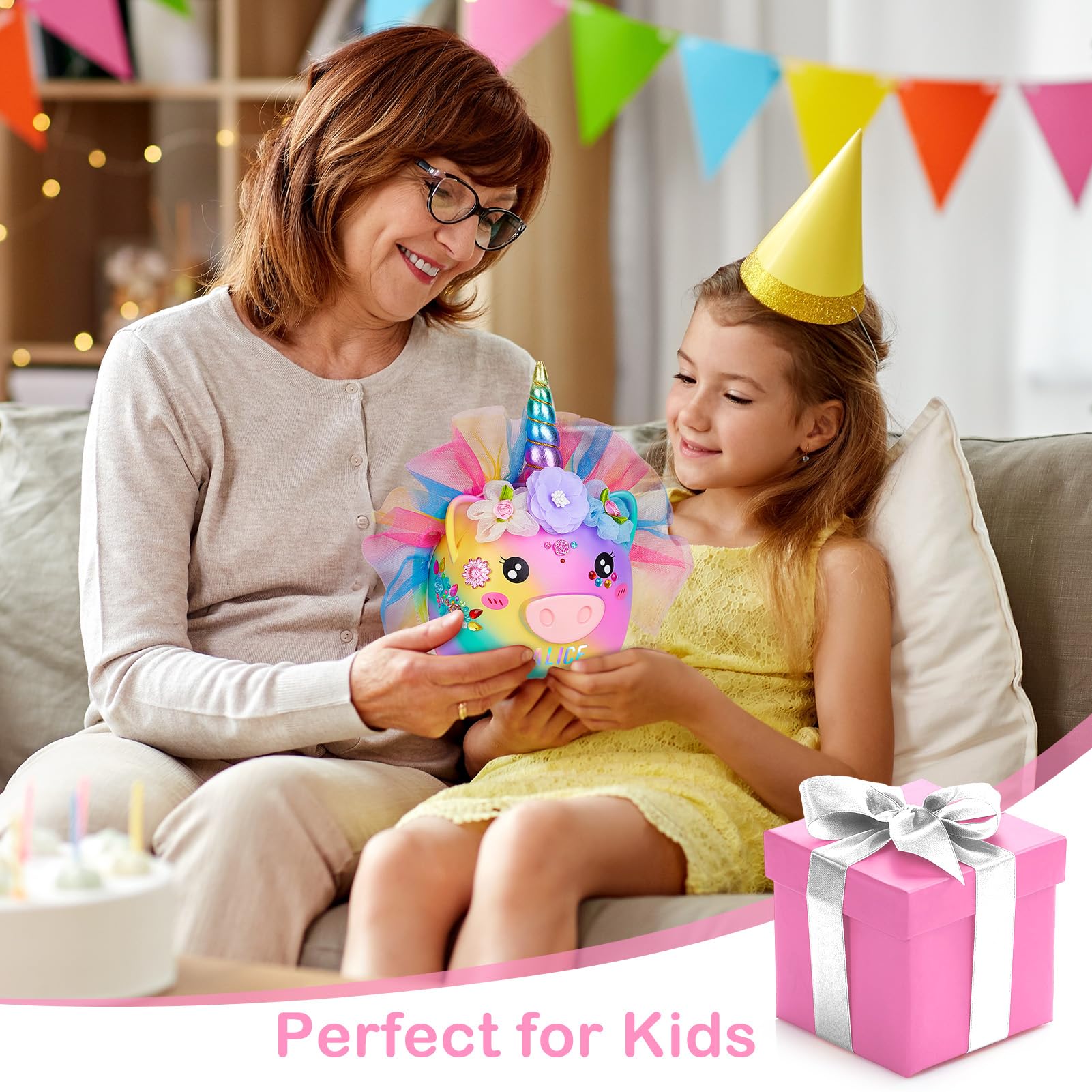 Play Tailor gift-ready unicorn piggy bank for celebrations.