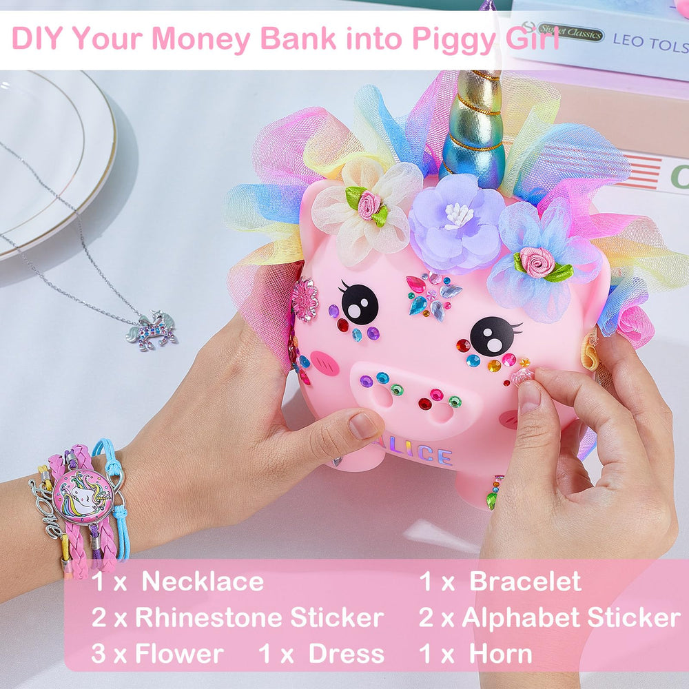 Play Tailor unicorn horn and rhinestones for sparkling customization.