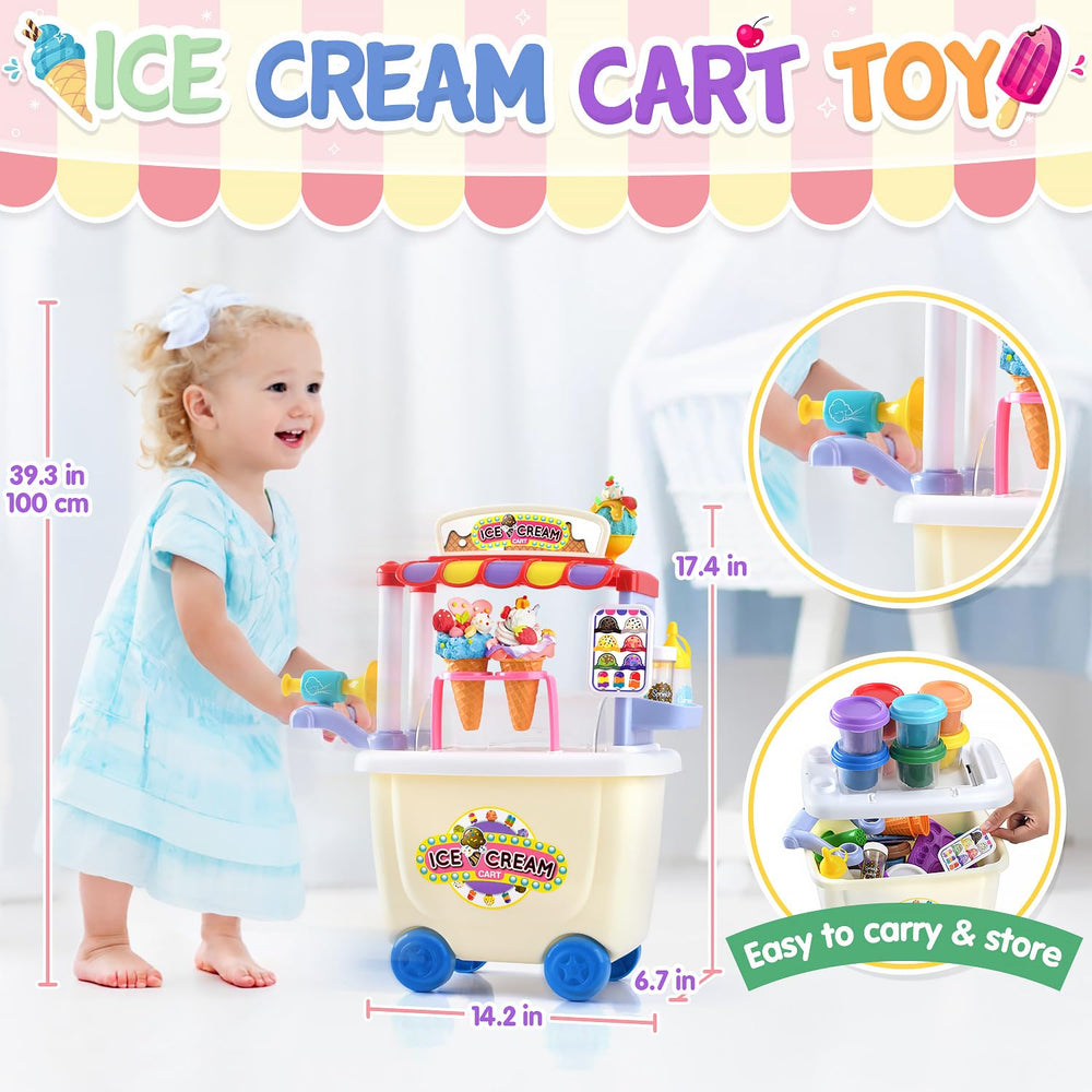 PLAY ice cream cart wheels enable smooth movement during pretend shop play.