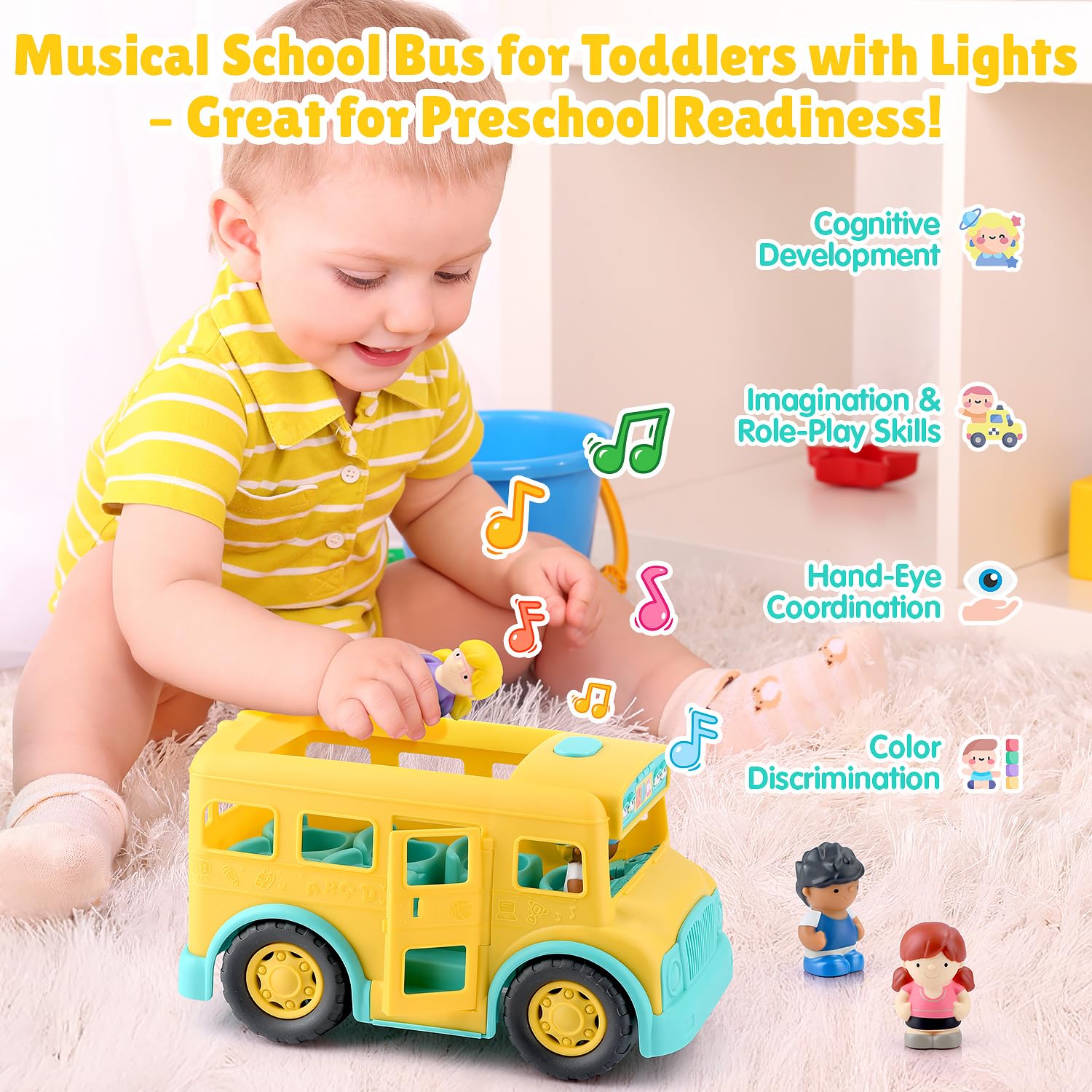 PLAY Yellow School Bus kid figure 1 for classroom pretend play and routines.