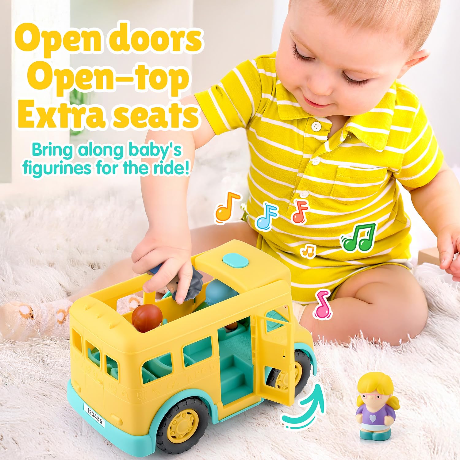 PLAY Yellow School Bus lights and music boost playtime and sensory exploration.