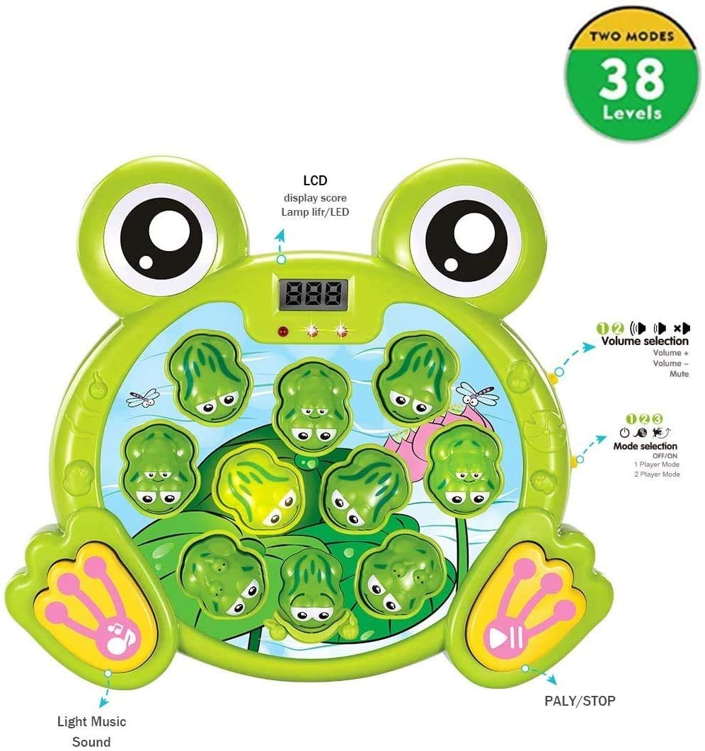 Play22 Whack A Frog Game battery compartment requires 3 AA batteries (not included).
