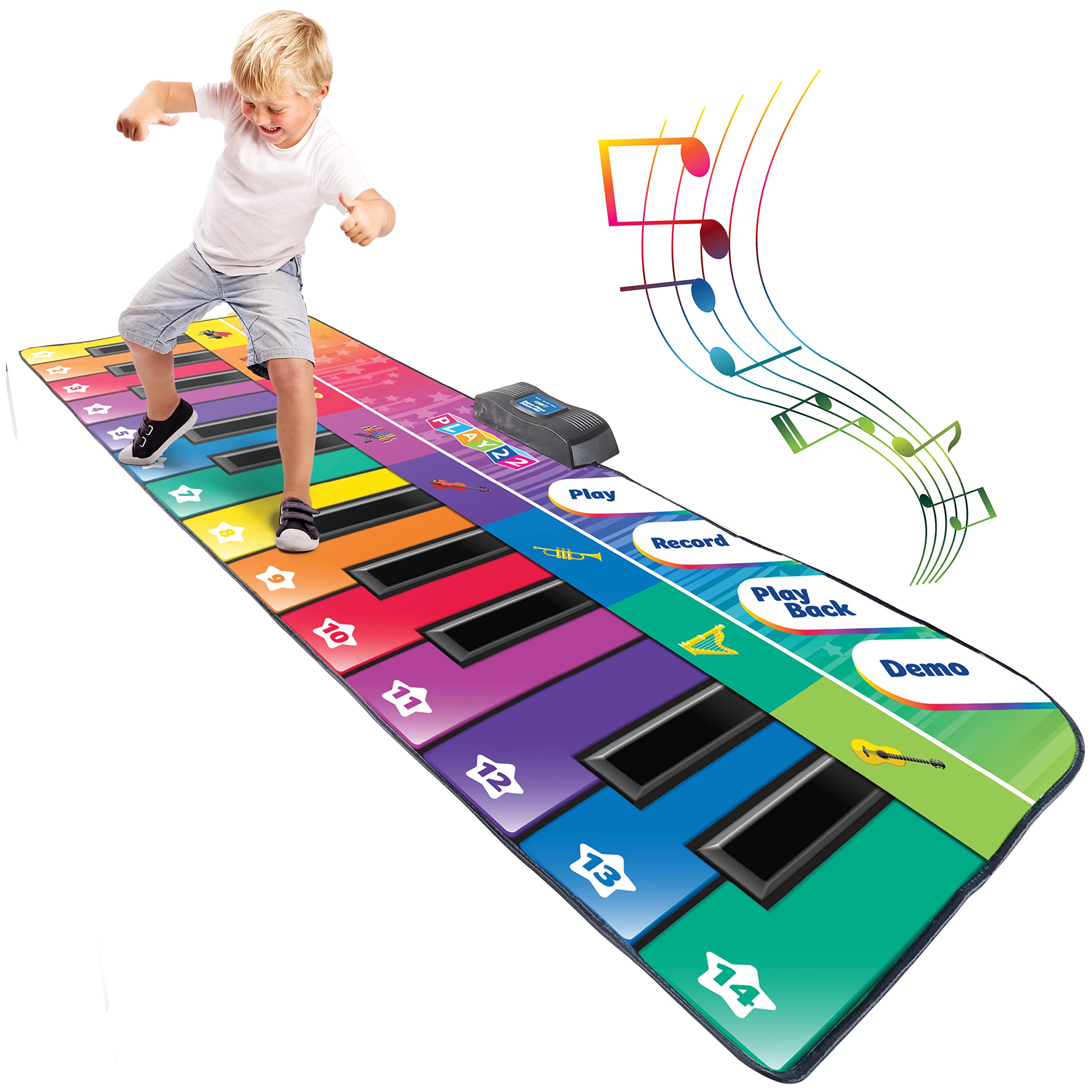 Play22 battery-powered floor piano mat for portable fun