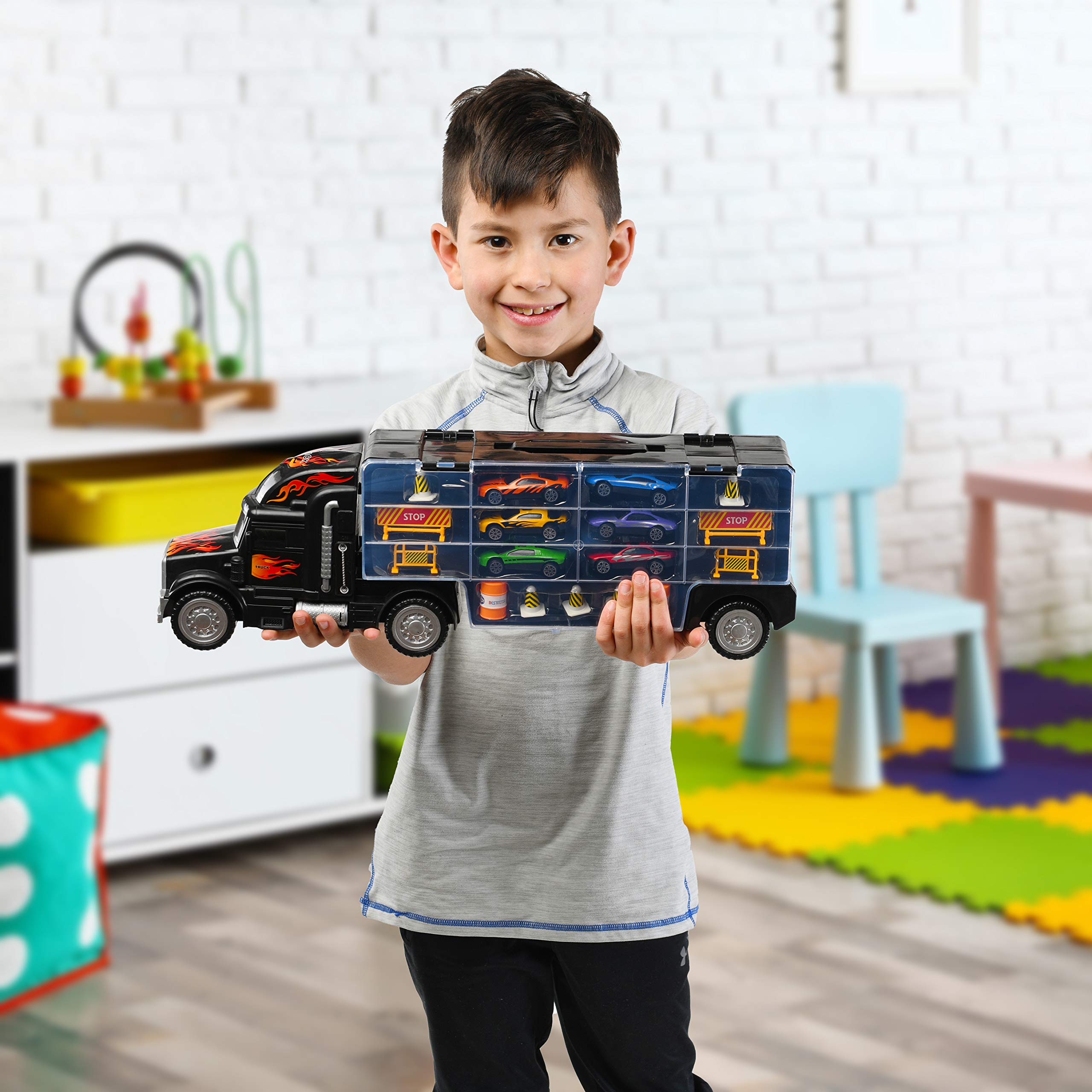 Play22 Carrier with 28 slots for organized car storage.
