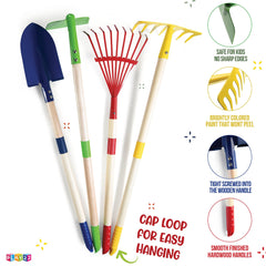 Play22 Kids Garden Tool Set rake ready for soil exploration and sensory play