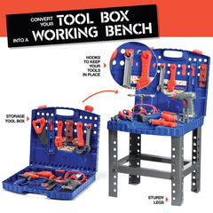 Play22 Kids Tool Set Bench 76 Pc safety goggles for protective play