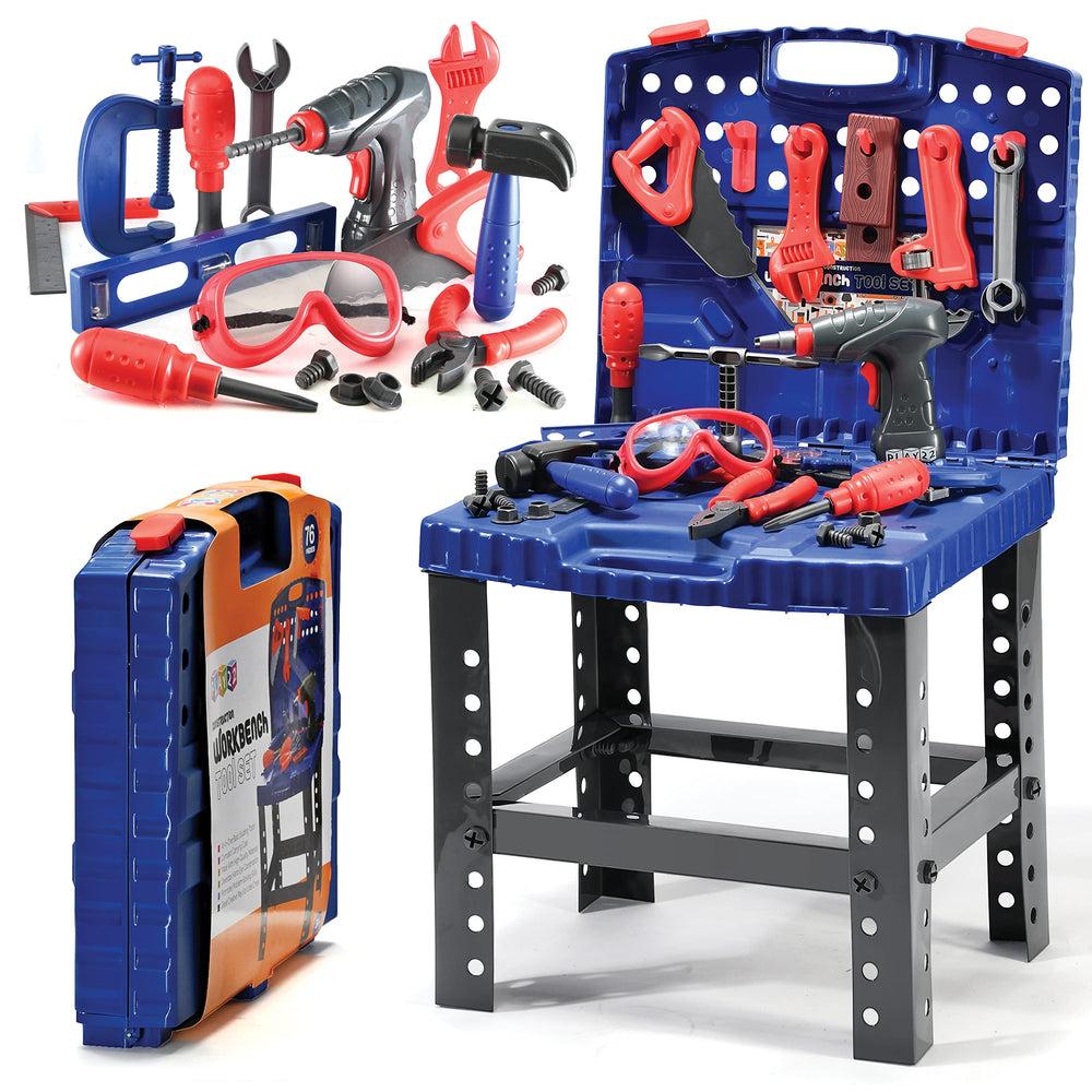 Play22 Kids Tool Set Bench 76 Pc workbench for imaginative STEM play