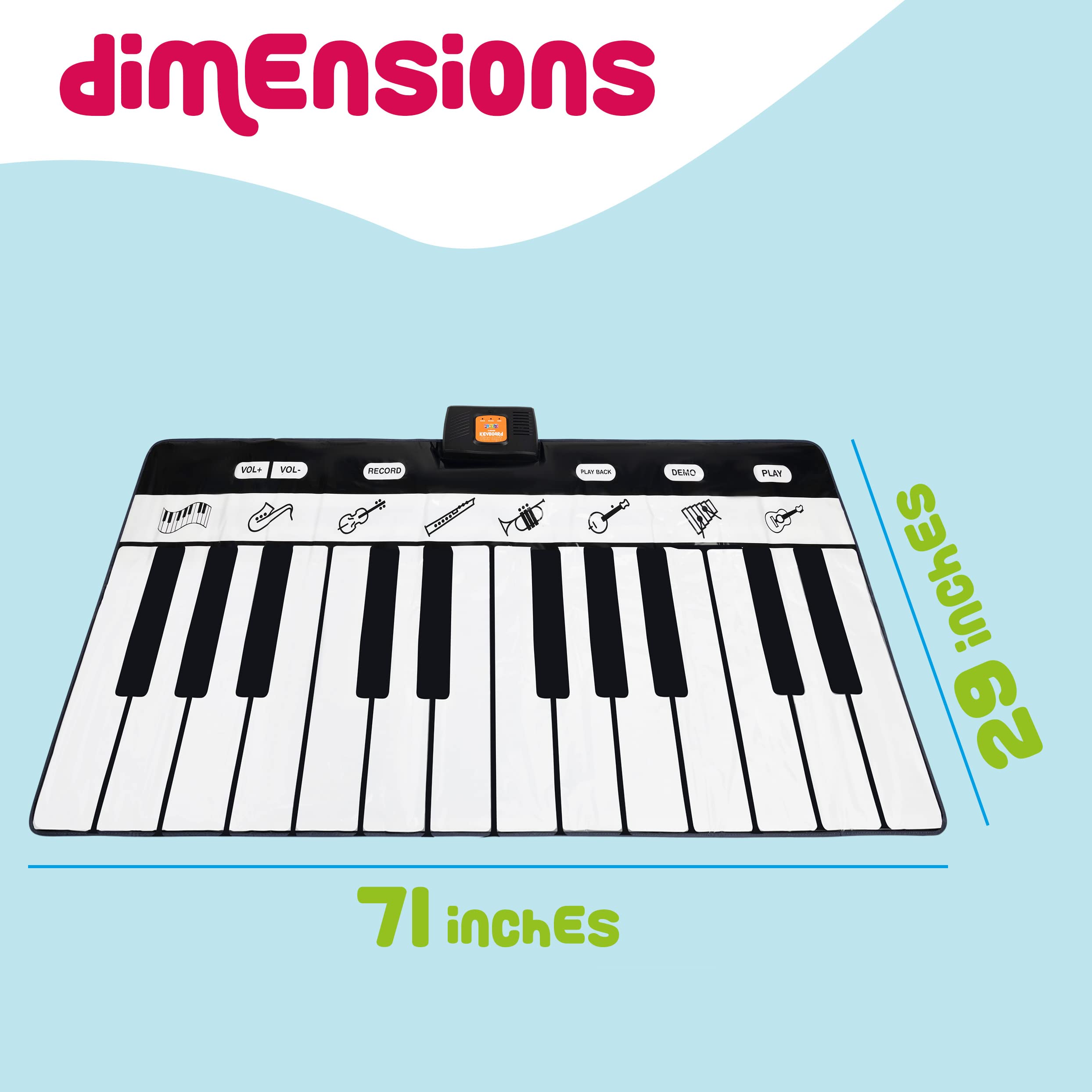 Play22 piano play mat with adjustable volume for kid-friendly listening.