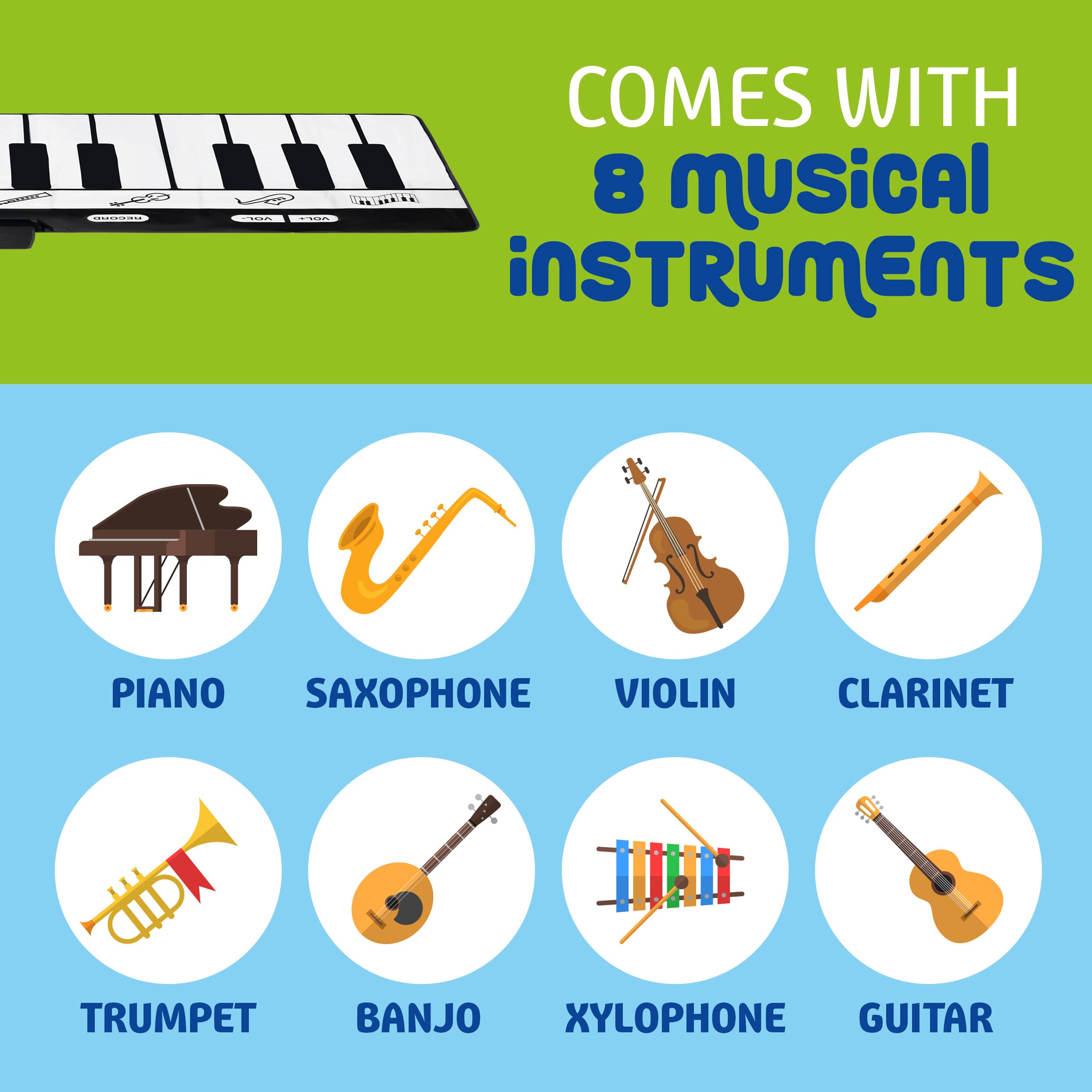Play22 piano play mat with on-off light for engaging sessions.