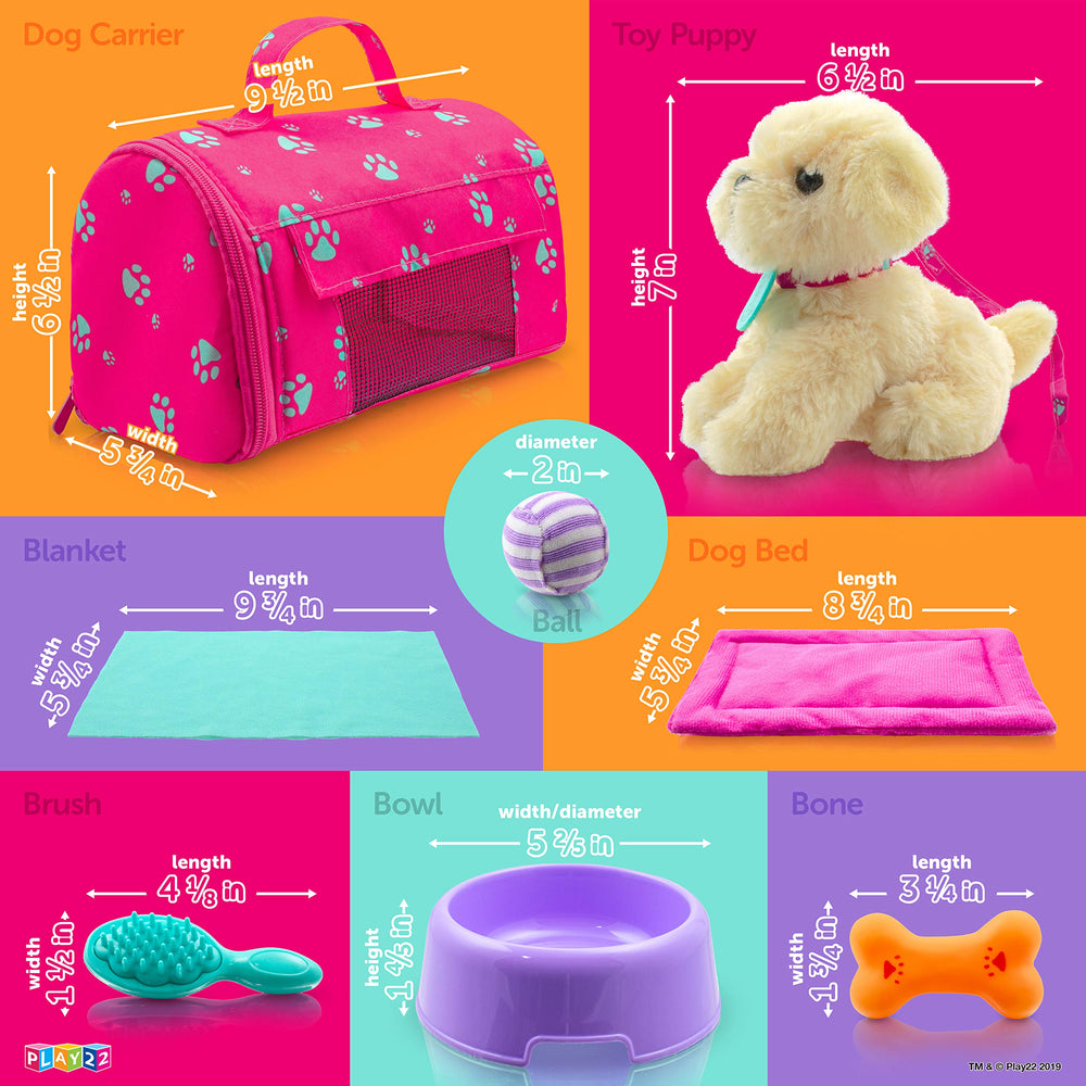 Play22 Plush Puppy Doll Set carrier with windows for visibility during travel