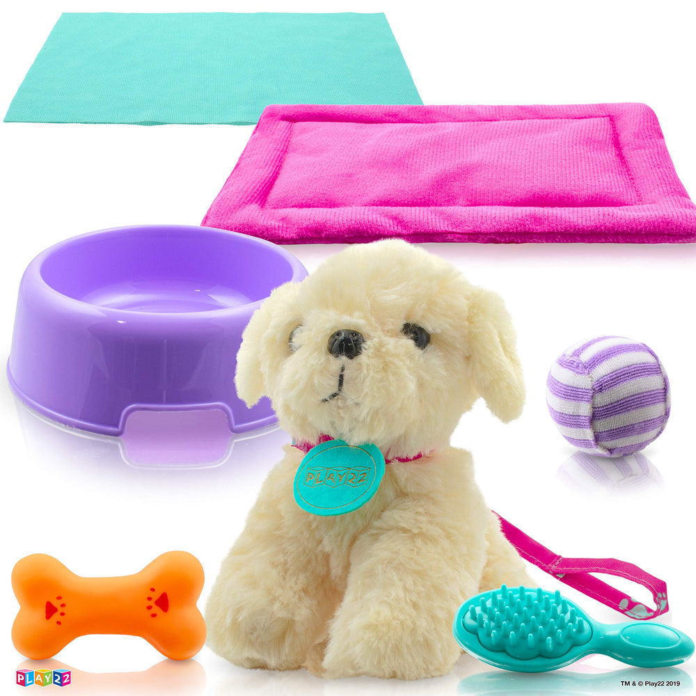 Play22 Plush Puppy Doll Set soft brush for pretend grooming