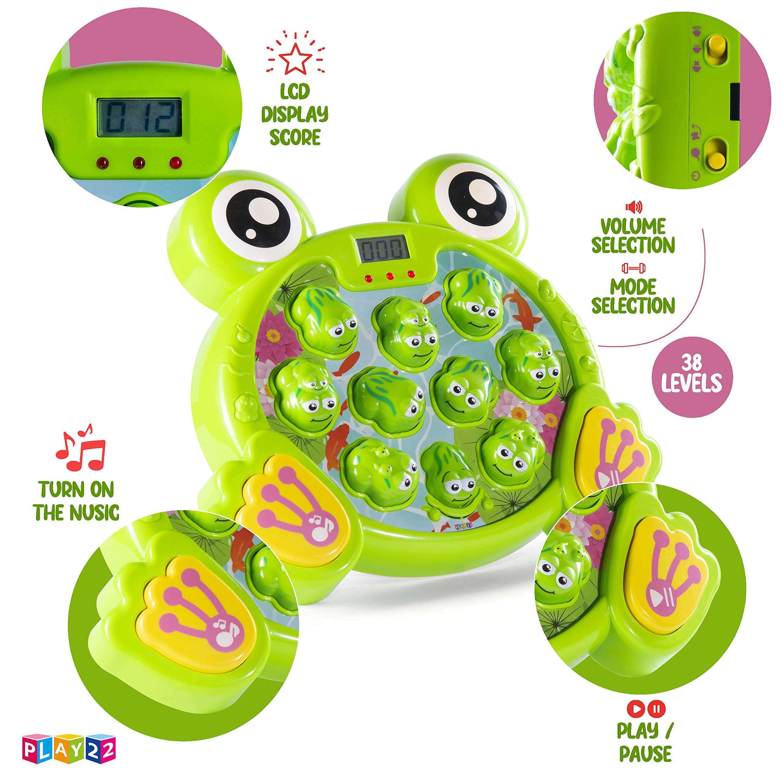 Play22 Whack A Frog Game featuring six nursery songs for engagement.