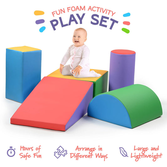 Play22 soft climbing ramp block supports climbing with non-slip footing.
