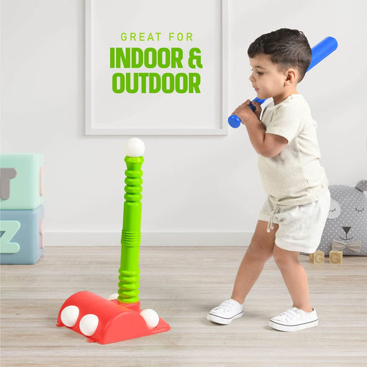 Play22 T Ball Set t-ball stand enabling compact storage after play.