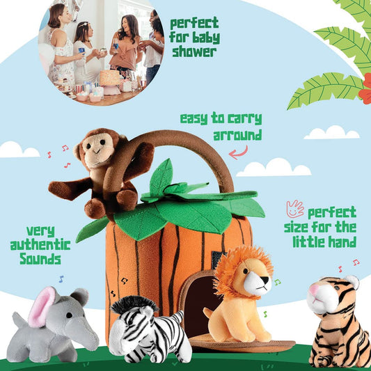 Play22 tiger plush with jungle carrier encourages role-play adventures