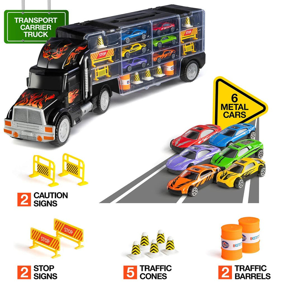 Play22 Six-pack die-cast cars included for immediate play.