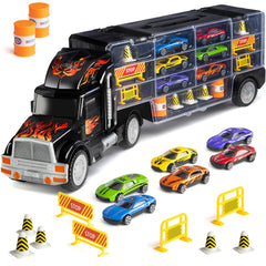 Play22 Toy Truck Carrier front view with cars for imaginative play storage.