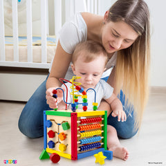 Play22 wooden activity cube abacus beads aid counting practice