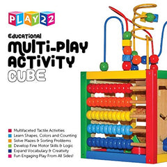 Play22 wooden activity cube compact size fits small play areas