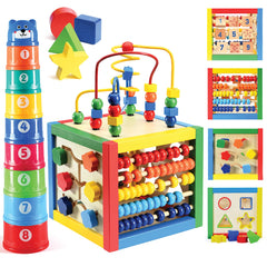 Play22 wooden activity cube non-toxic materials ensure safe play