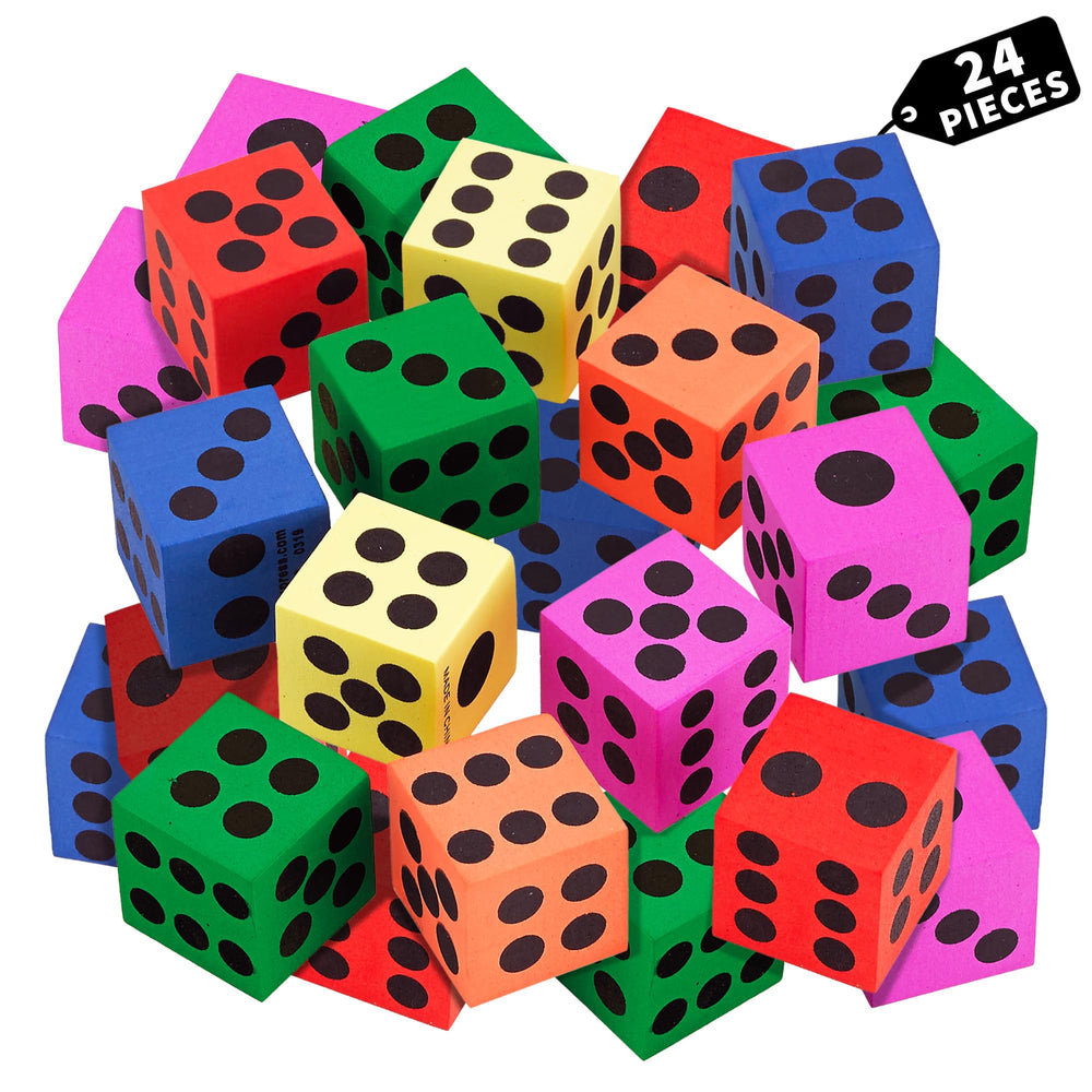 Playbees big foam dice set with 24 jumbo dice for classroom learning and group activities.