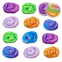 Playbees color-changing putty 12-pack cover image showing vibrant color shifts for sensory exploration.